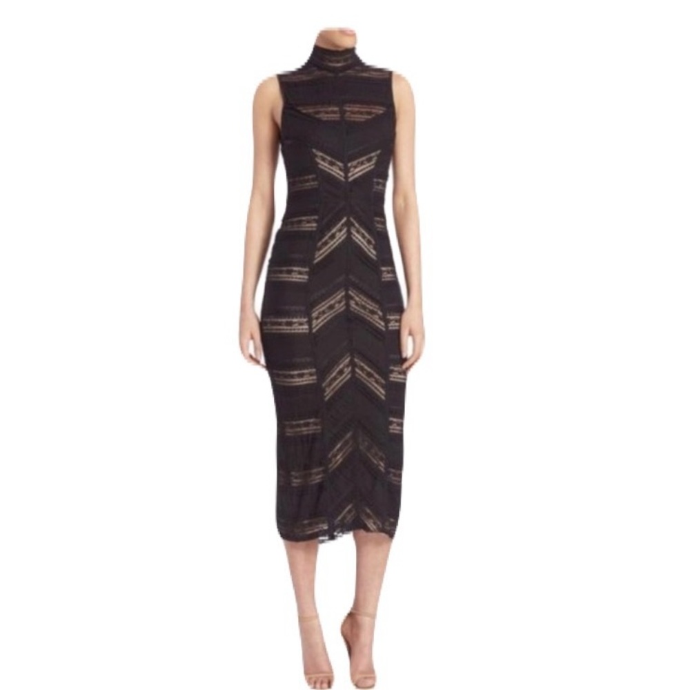 Cinq a Sept Mock Turtleneck Lace Midi dress